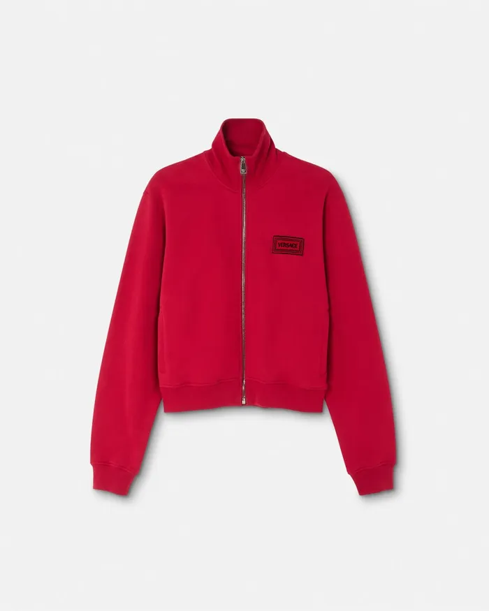 Sweatshirts Men Versace 90s Vintage Logo Zip Sweatshirt Red