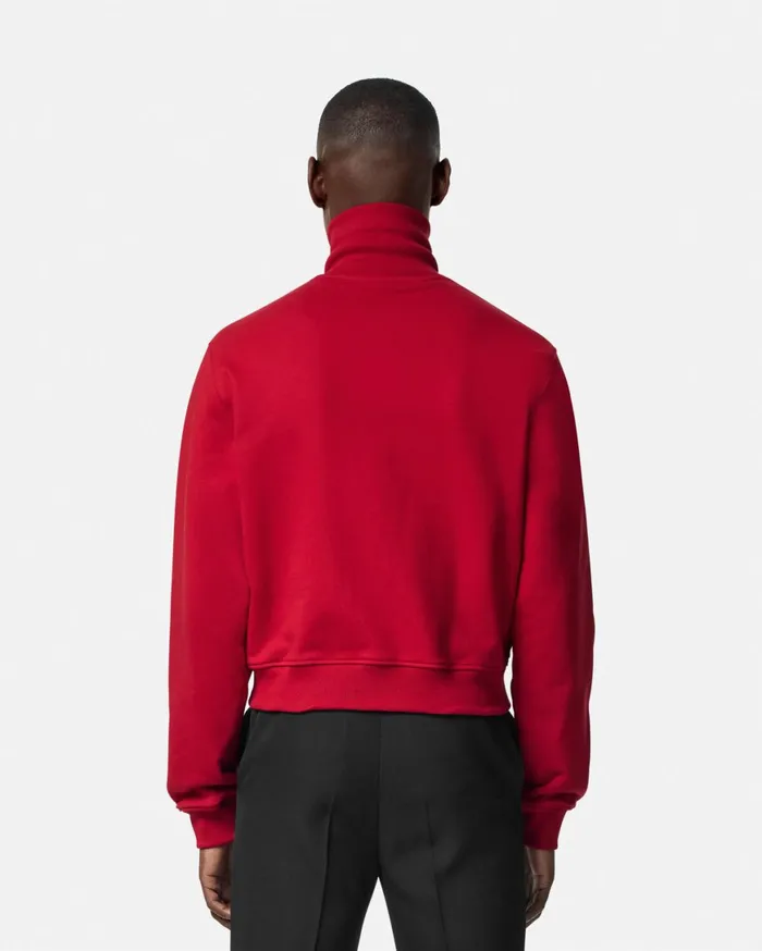 Sweatshirts Men Versace 90s Vintage Logo Zip Sweatshirt Red