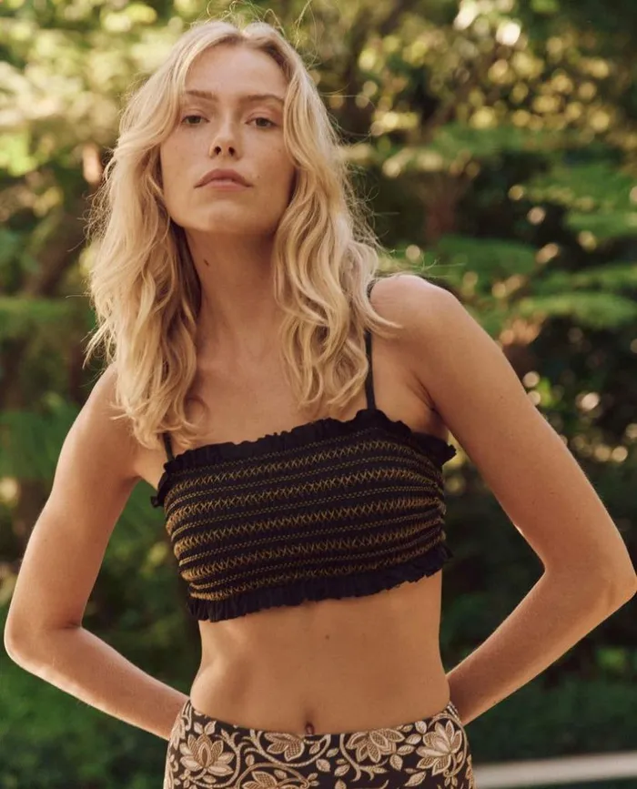 Swim The Great The Smocked Bandeau Black With Bronze Smocking