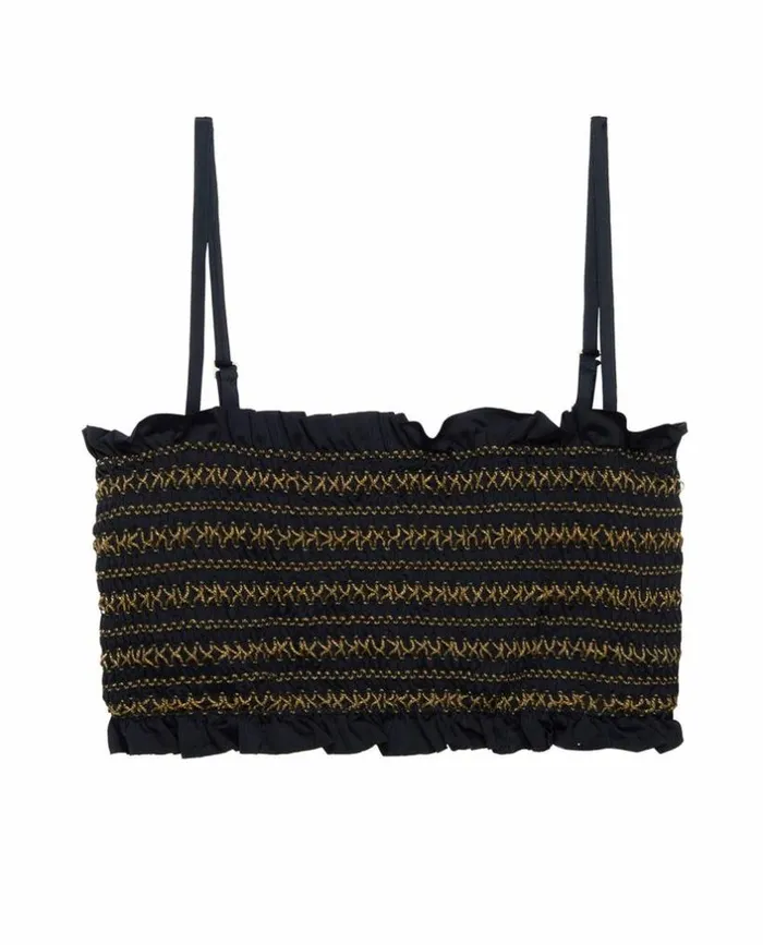 Swim The Great The Smocked Bandeau Black With Bronze Smocking