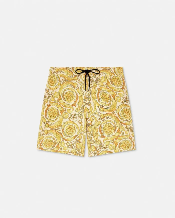 Swimwear Men Versace Barocco Swim Boardshorts Yellowprint