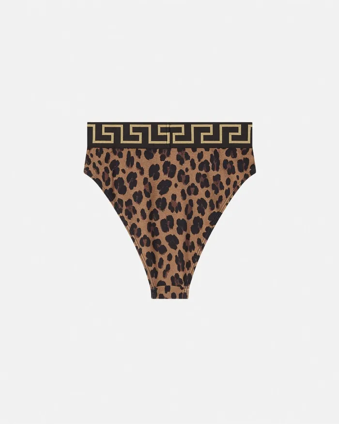 Swimwear Women Versace Leopard High Waist Bikini Bottoms Animalier