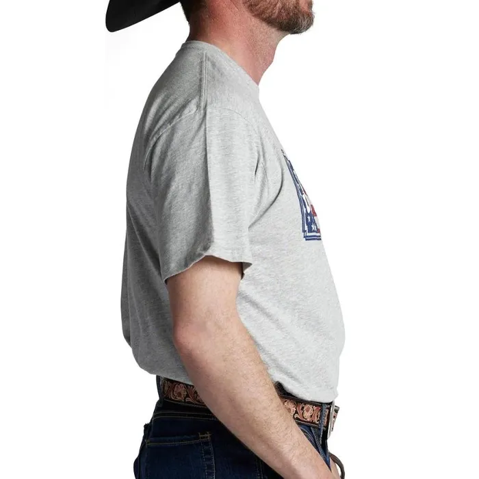 TShirts and Polos Men Justin Boots Justin License Plate Flag Tee Grey
