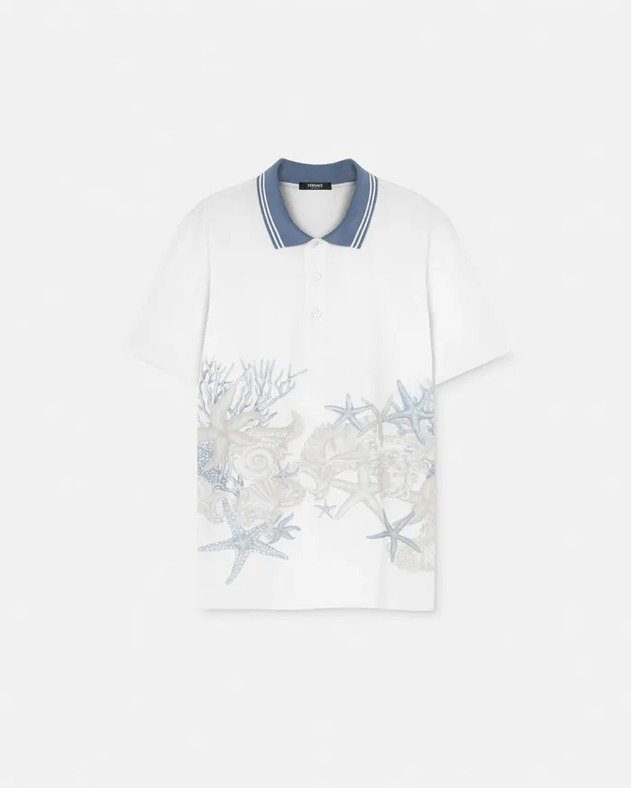 TShirts and Polos Men Versace Barocco Sea Graphic Polo Shirt Whiteprint