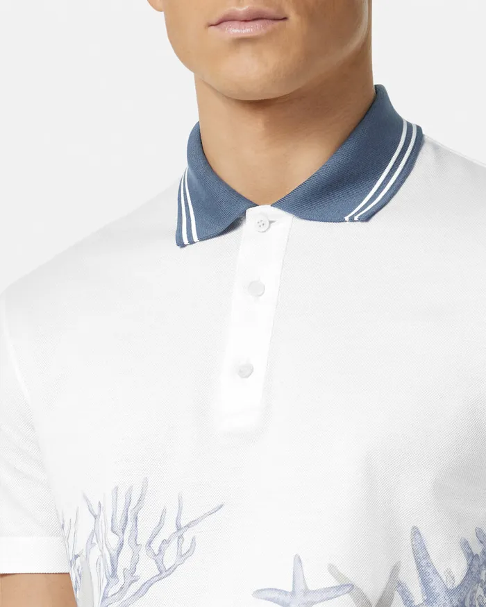 TShirts and Polos Men Versace Barocco Sea Graphic Polo Shirt Whiteprint