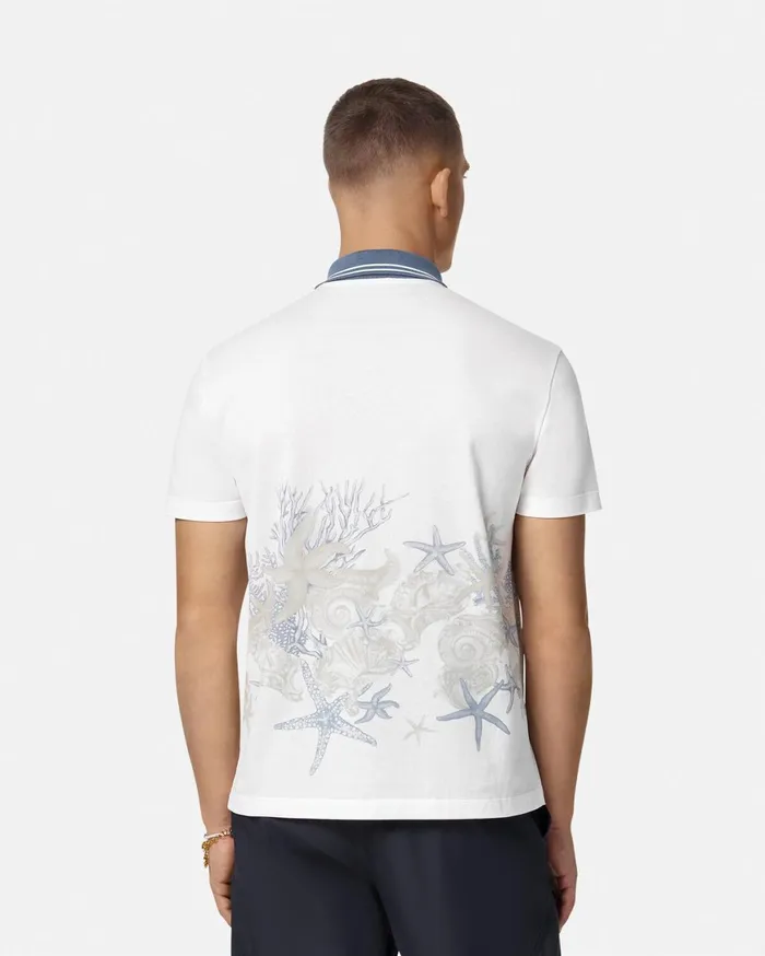 TShirts and Polos Men Versace Barocco Sea Graphic Polo Shirt Whiteprint