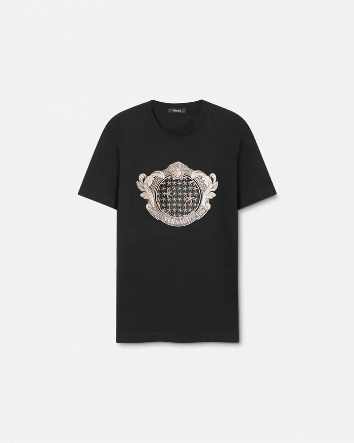 TShirts and Polos Men Versace Crystal Starfish Blason TShirt Black