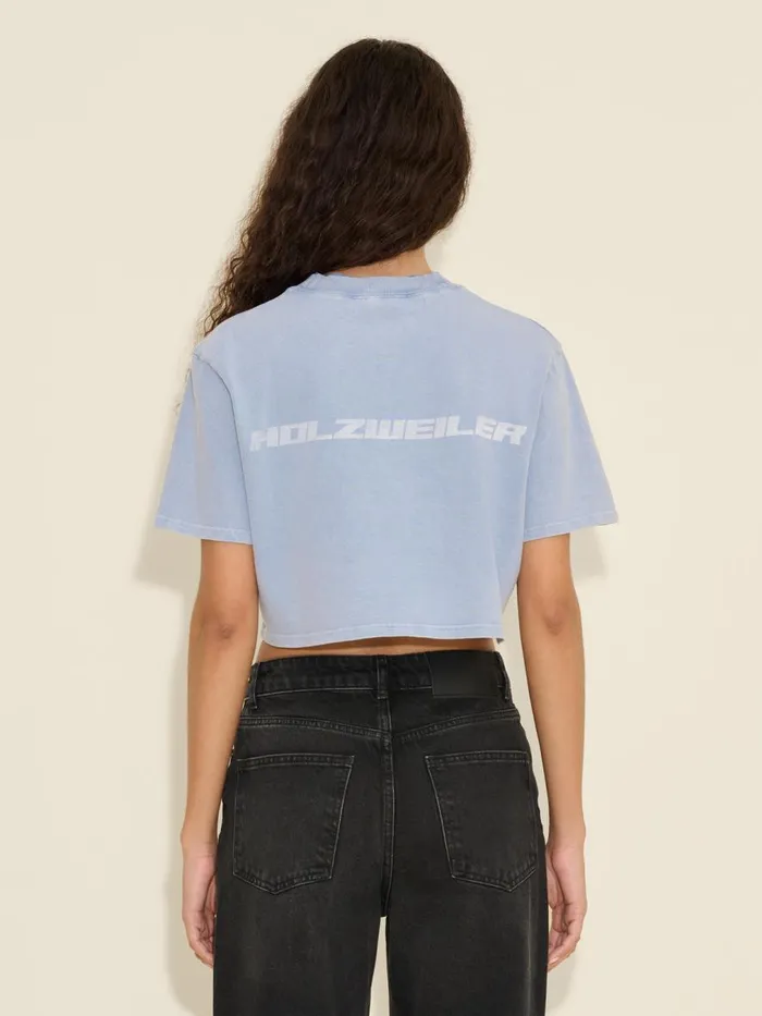 Tshirts and Sweats Women Holzweiler Kjerag Denim Fade Crop Tee Lt Blue
