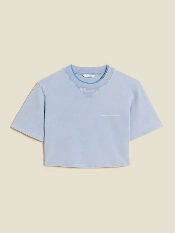 Tshirts and Sweats Women Holzweiler Kjerag Denim Fade Crop Tee Lt Blue