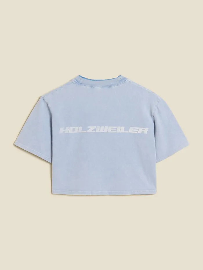 Tshirts and Sweats Women Holzweiler Kjerag Denim Fade Crop Tee Lt Blue