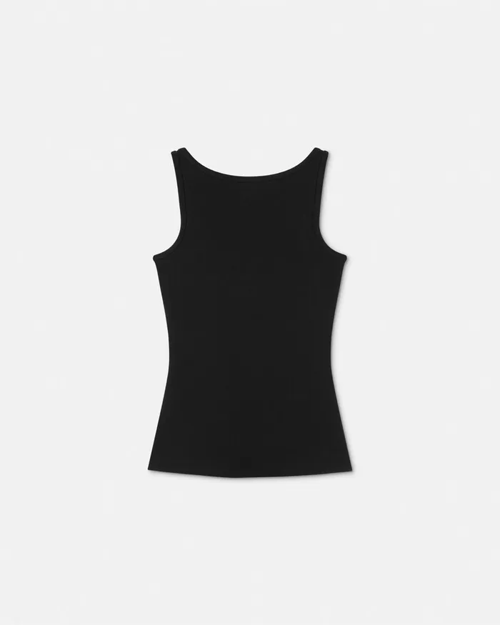 TShirts and Sweatshirts Women Versace 90s Vintage Logo Ribbed Tank Top Black