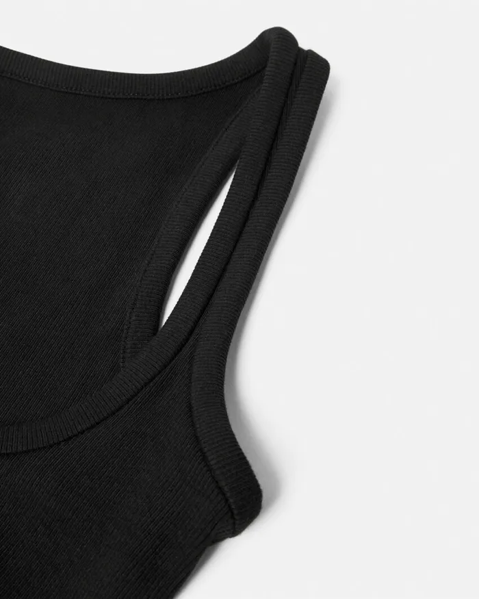 TShirts and Sweatshirts Women Versace 90s Vintage Logo Ribbed Tank Top Black