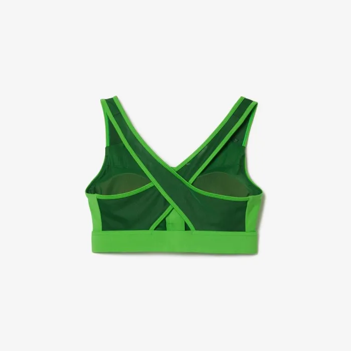 TShirts and Tops Women Lacoste Women039s Colorblock Zip Sports Bra Green Iux