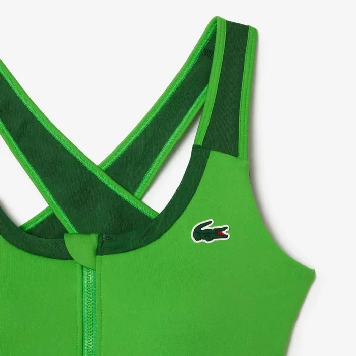 TShirts and Tops Women Lacoste Women039s Colorblock Zip Sports Bra Green Iux