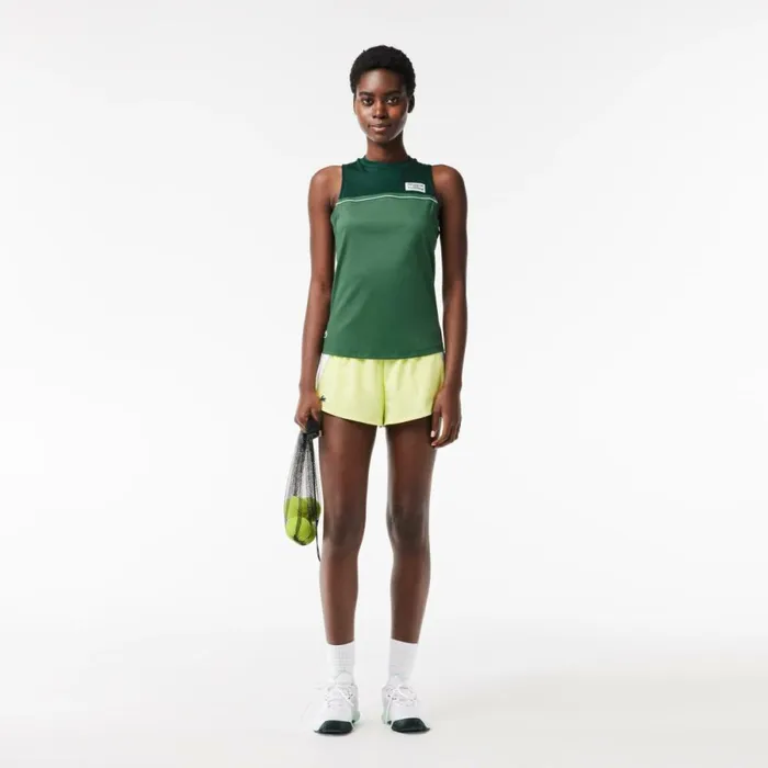 TShirts and Tops Women Lacoste Women039s Contrast Stretch Cotton Sport TShirt Dark Green Green Piv