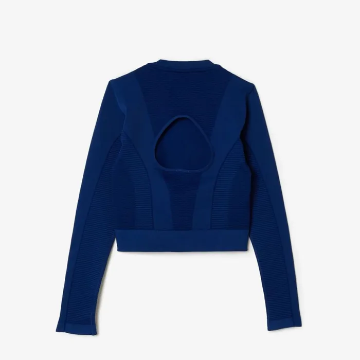 TShirts and Tops Women Lacoste Women039s Long Sleeve Seamless Sport Crop Top Methylene Blue F9f