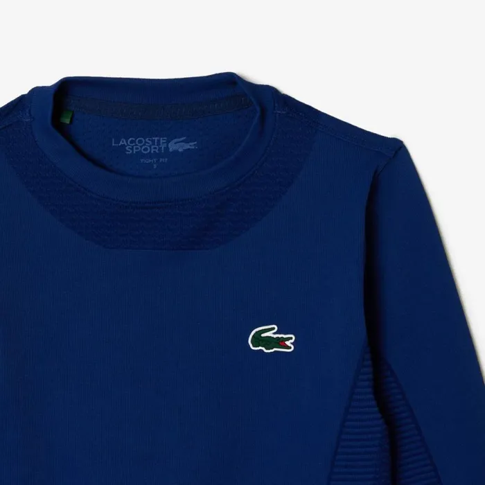 TShirts and Tops Women Lacoste Women039s Long Sleeve Seamless Sport Crop Top Methylene Blue F9f