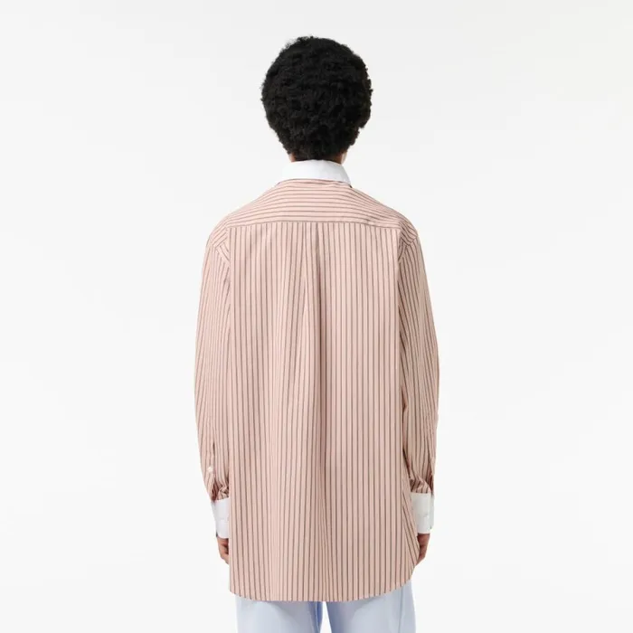 TShirts and Tops Women Lacoste Women039s Regular Fit Contrast Collar Poplin Shirt Pink White Black Beige Is0