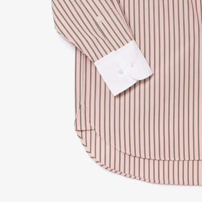 TShirts and Tops Women Lacoste Women039s Regular Fit Contrast Collar Poplin Shirt Pink White Black Beige Is0