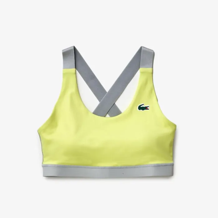 TShirts and Tops Women Lacoste Women039s Sports Bra With Contrast Crossbody Back Flashy Yellow Grey Pij TShirts and Tops Women Lacoste Women039s Sports Bra With Contrast Crossbody Back Flashy Yellow Grey Pij