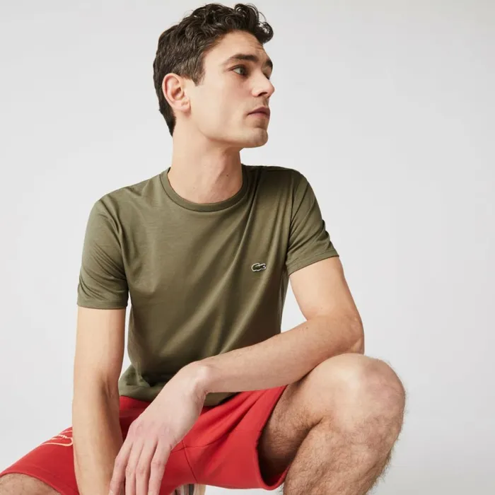 TShirts Men Lacoste Men039s Crew Neck Pima Cotton Jersey TShirt Khaki Green 316 TShirts Men Lacoste Men039s Crew Neck Pima Cotton Jersey TShirt Khaki Green 316