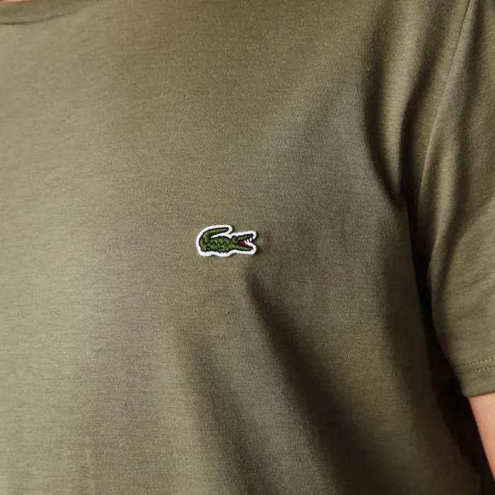 TShirts Men Lacoste Men039s Crew Neck Pima Cotton Jersey TShirt Khaki Green 316