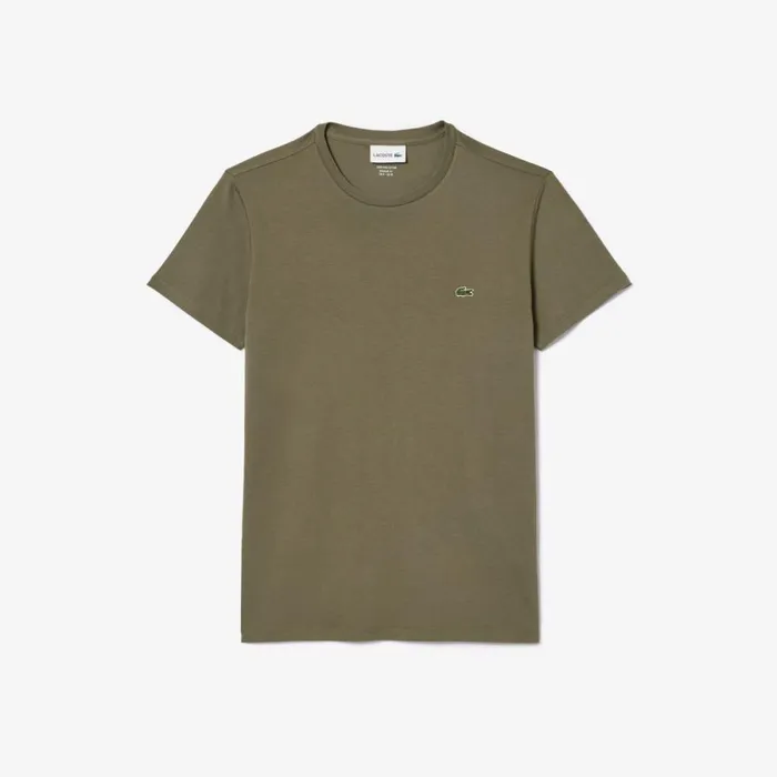 TShirts Men Lacoste Men039s Crew Neck Pima Cotton Jersey TShirt Khaki Green 316