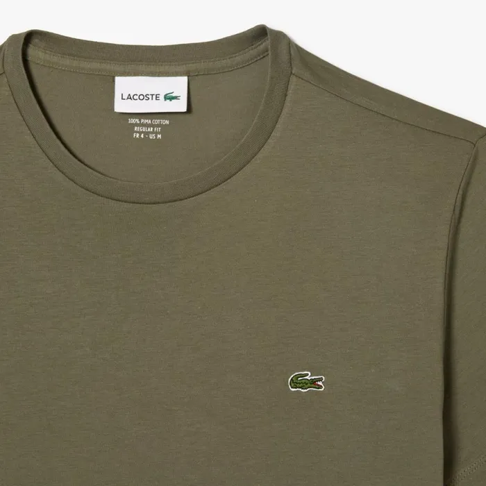 TShirts Men Lacoste Men039s Crew Neck Pima Cotton Jersey TShirt Khaki Green 316