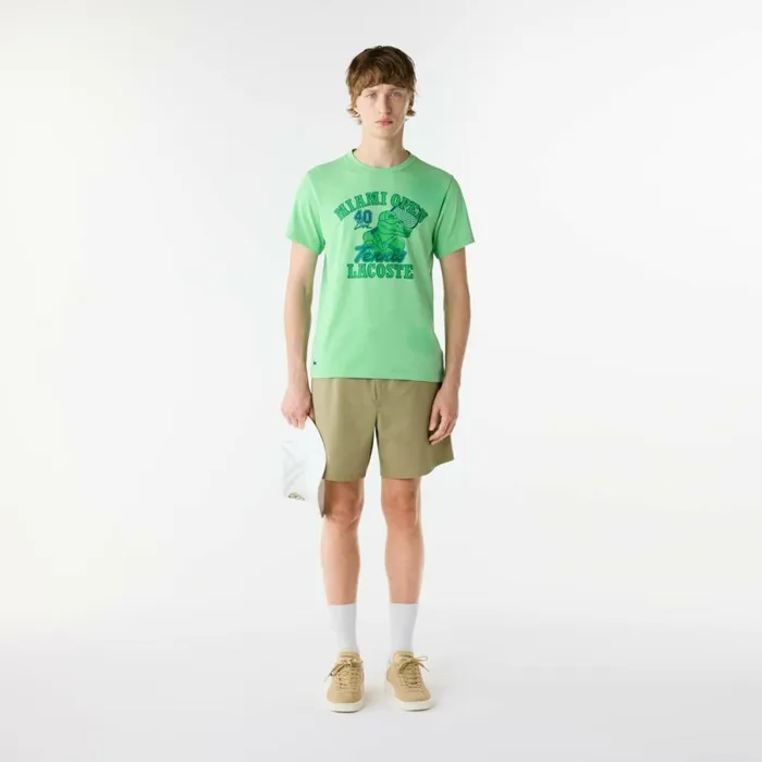 TShirts Men Lacoste Men039s Miami Open Edition UltraDry Tennis TShirt Green Uyx