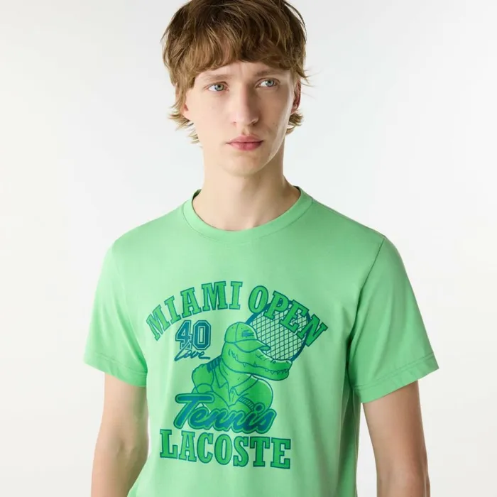 TShirts Men Lacoste Men039s Miami Open Edition UltraDry Tennis TShirt Green Uyx