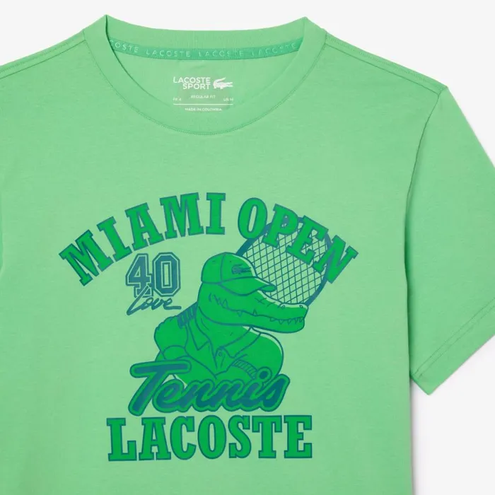 TShirts Men Lacoste Men039s Miami Open Edition UltraDry Tennis TShirt Green Uyx