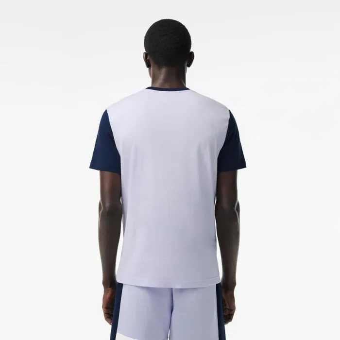 TShirts Men Lacoste Men039s Regular Fit Colorblock Jersey TShirt Light Blue Navy Blue X1j