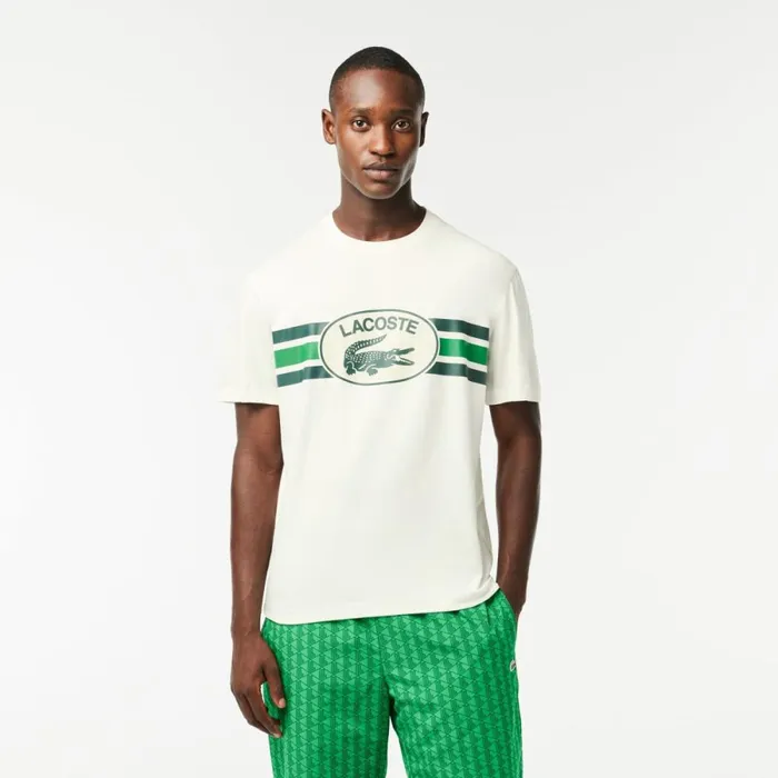 TShirts Men Lacoste Men039s Regular Fit Cotton Monogram TShirt White 70v
