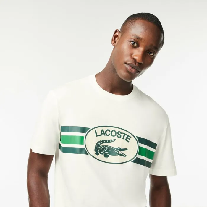TShirts Men Lacoste Men039s Regular Fit Cotton Monogram TShirt White 70v