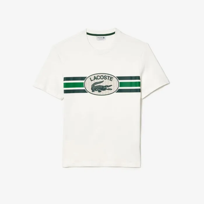 TShirts Men Lacoste Men039s Regular Fit Cotton Monogram TShirt White 70v