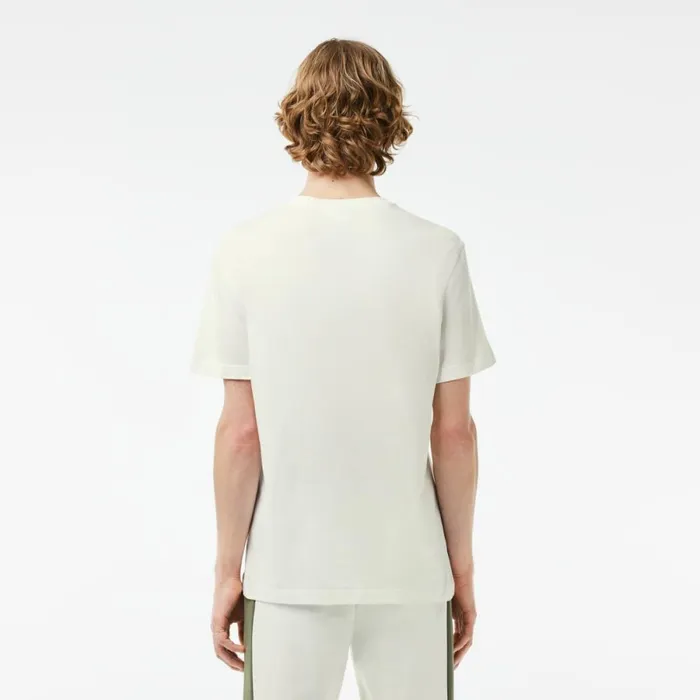 TShirts Men Lacoste Men039s Regular Fit Printed Colorblock TShirt White Khaki Green Imi