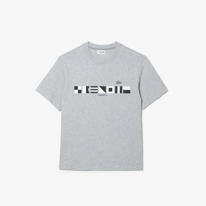TShirts Men Lacoste Men039s Relaxed Fit Print TShirt Grey Chine Cca