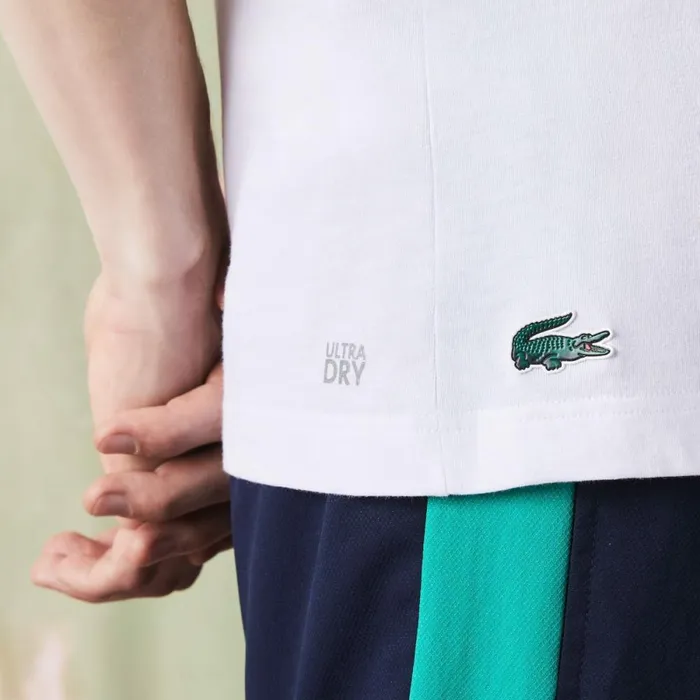 TShirts Men Lacoste Men039s SPORT Crocodile Print Tennis TShirt White 001