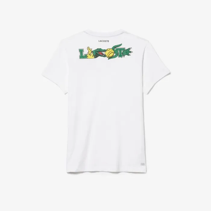 TShirts Men Lacoste Men039s SPORT Crocodile Print Tennis TShirt White 001