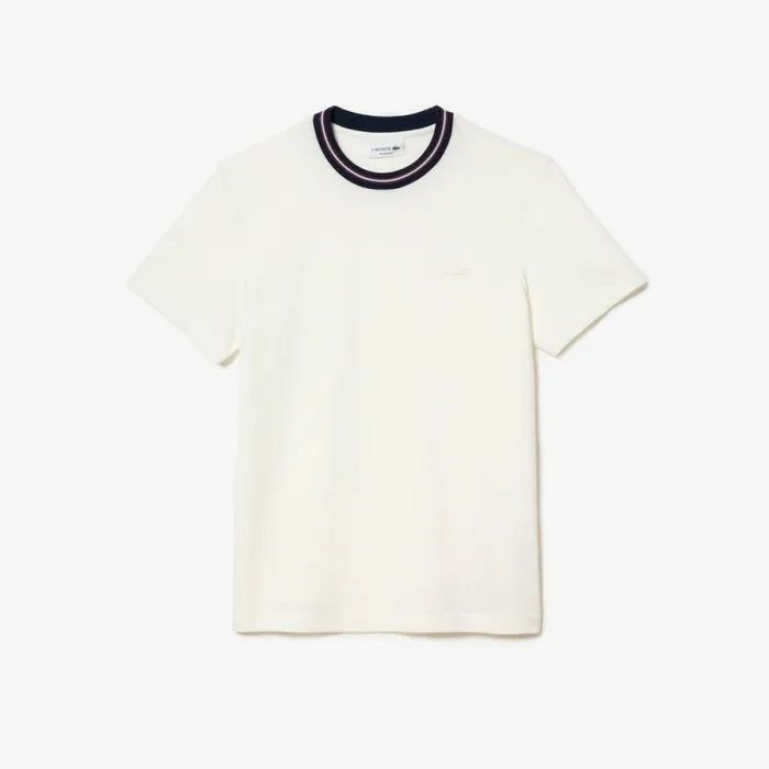 TShirts Men Lacoste Men039s Stripe Collar Stretch Piqu TShirt White 70v