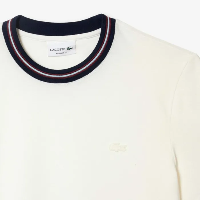 TShirts Men Lacoste Men039s Stripe Collar Stretch Piqu TShirt White 70v
