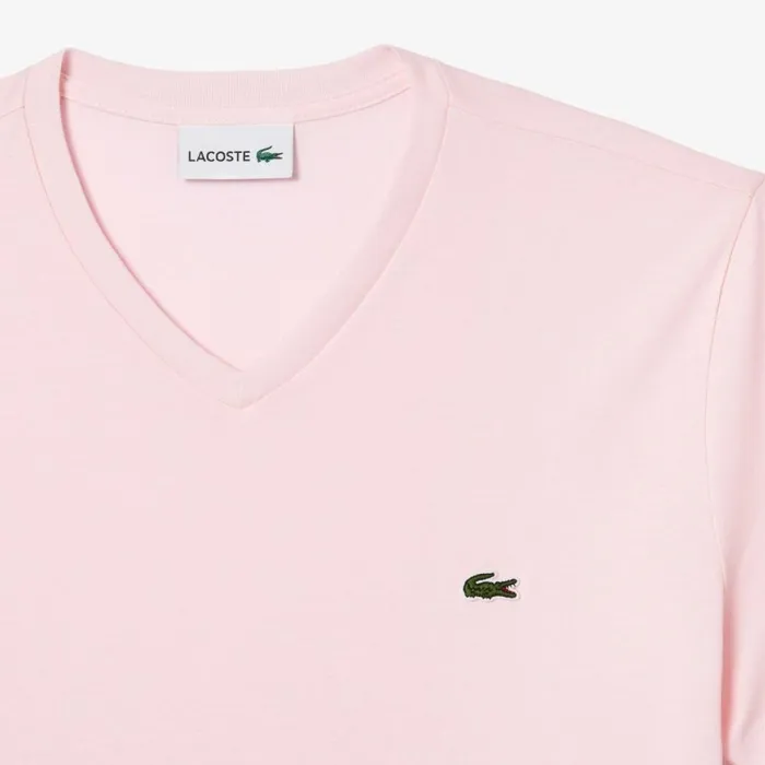 TShirts Men Lacoste Men039s VNeck Pima Cotton Jersey TShirt Light Pink T03