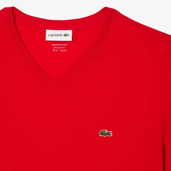 TShirts Men Lacoste Men039s VNeck Pima Cotton Jersey TShirt Red 240