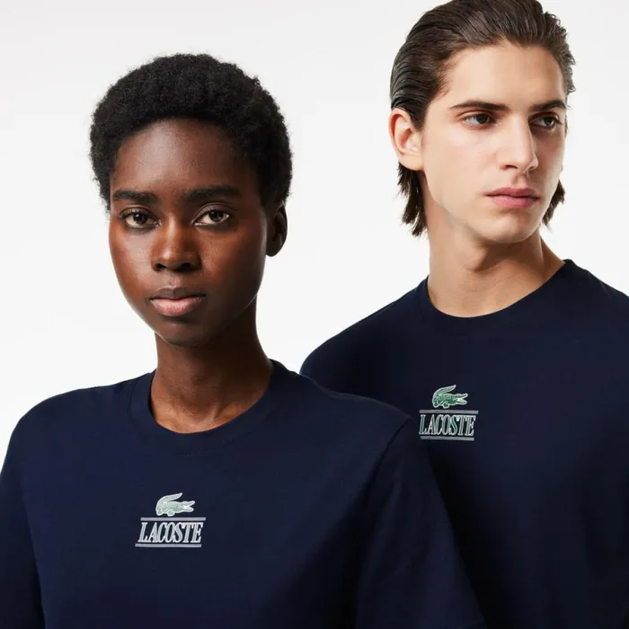 TShirts Men Lacoste Unisex Regular Fit Cotton Jersey Branded TShirt Navy Blue 166