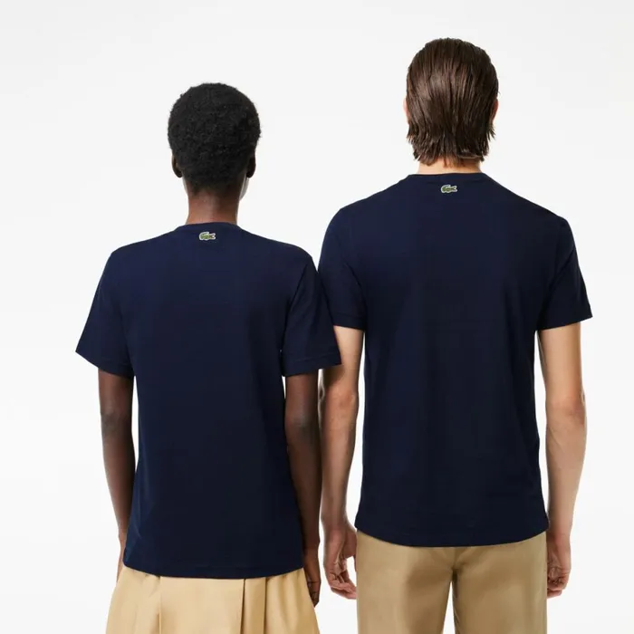 TShirts Men Lacoste Unisex Regular Fit Cotton Jersey Branded TShirt Navy Blue 166
