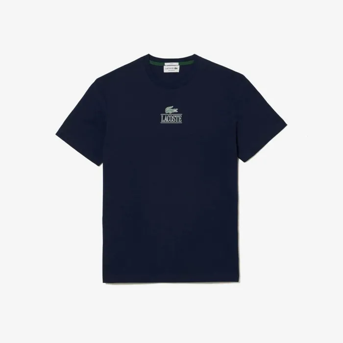 TShirts Men Lacoste Unisex Regular Fit Cotton Jersey Branded TShirt Navy Blue 166
