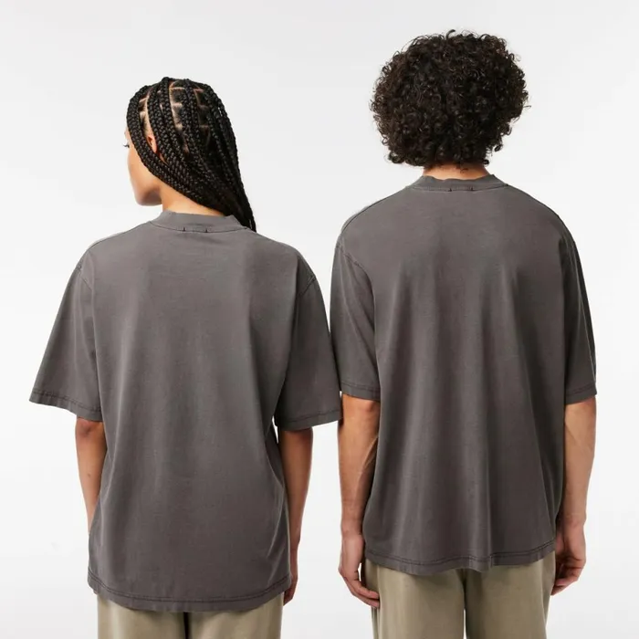 TShirts MenWomen Lacoste Unisex Loose Fit Cotton Jersey TShirt Grey S0i