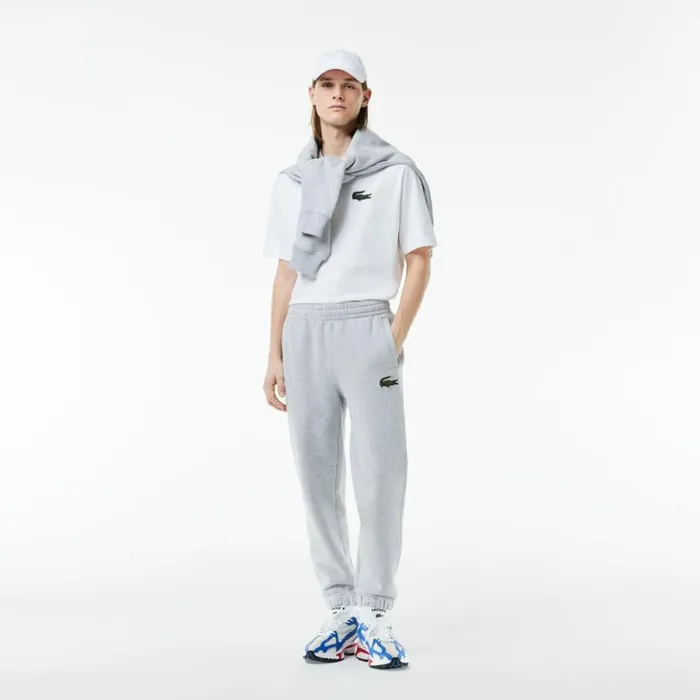 TShirts MenWomen Lacoste Unisex Loose Fit Large Croc Organic Heavy Cotton TShirt White 001
