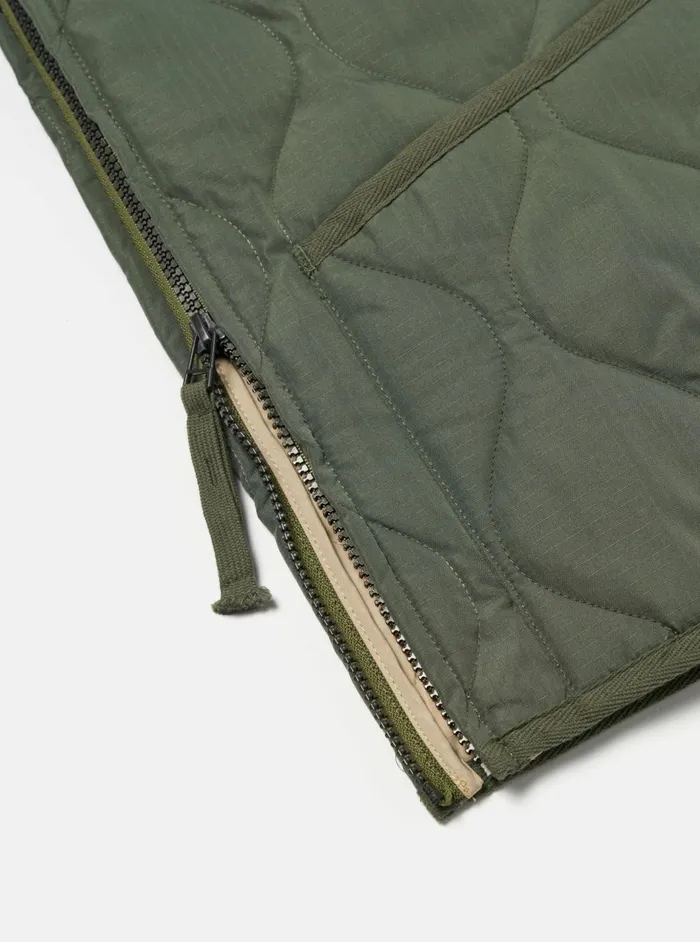 Taion Military VNeck Down Vest In Olive Ripstop Men Universal Works Waistcoats and Gilets