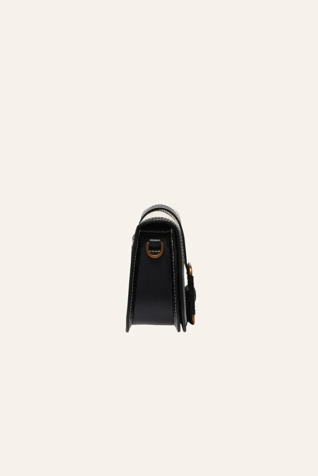TechbagLeather And Linen Shoulder Bag Shoes and Accessories Baandsh Bags